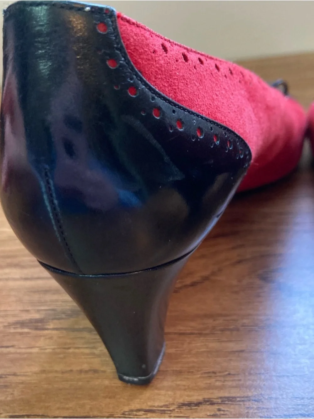 Vintage Evins Red Suede Heels 6.5